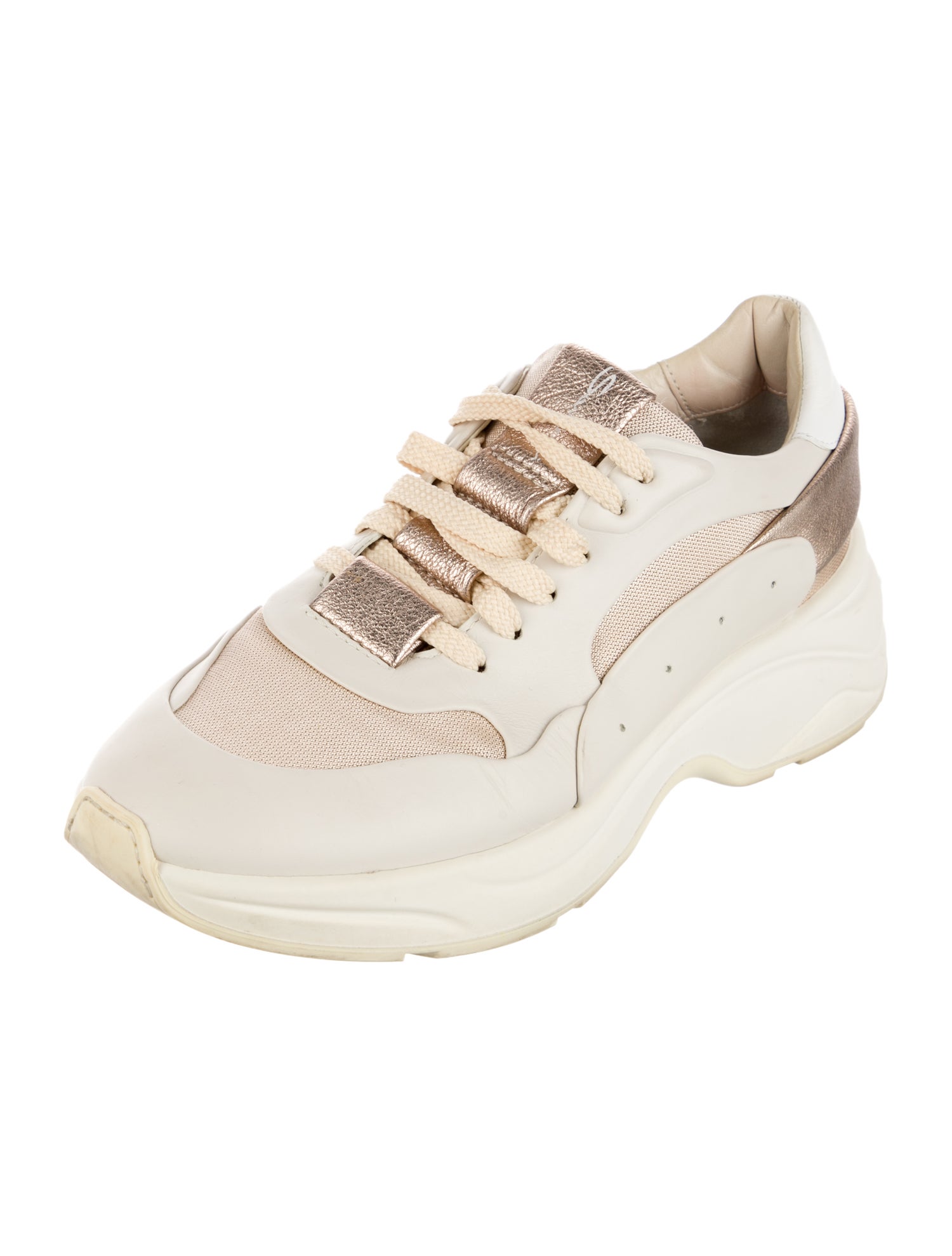 Santoni Leather Mesh Accents Sneakers