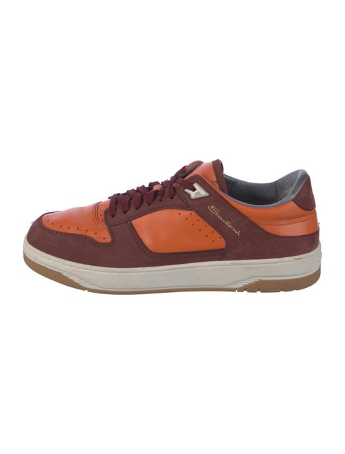 Santoni Leather Colorblock Pattern Sneakers