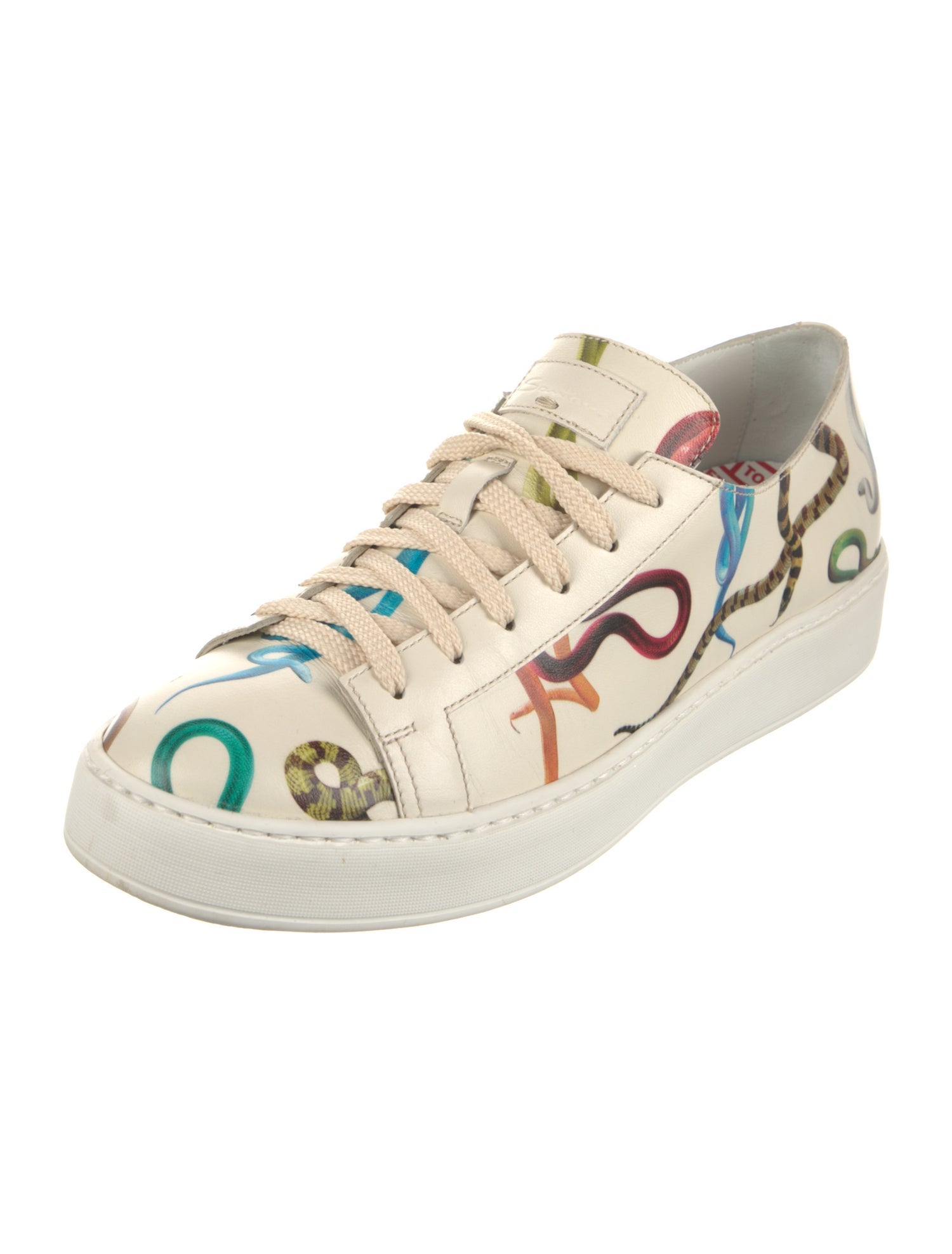 Santoni Leather Printed Sneakers