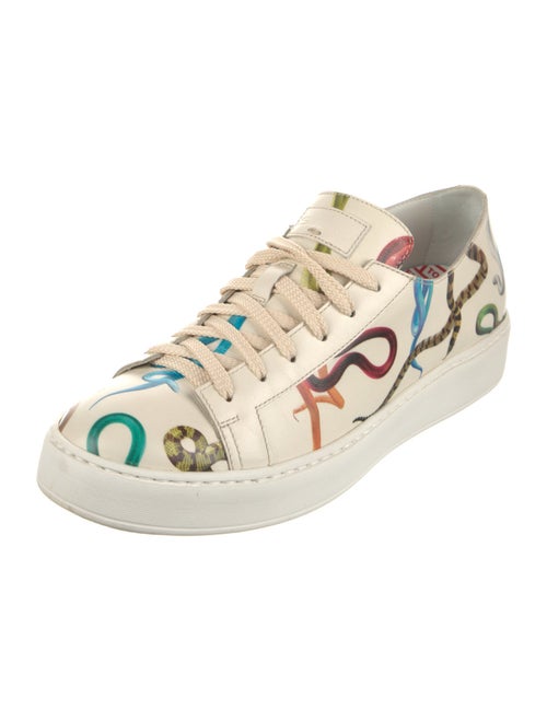 Santoni Leather Printed Sneakers