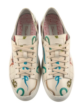 Santoni Leather Printed Sneakers