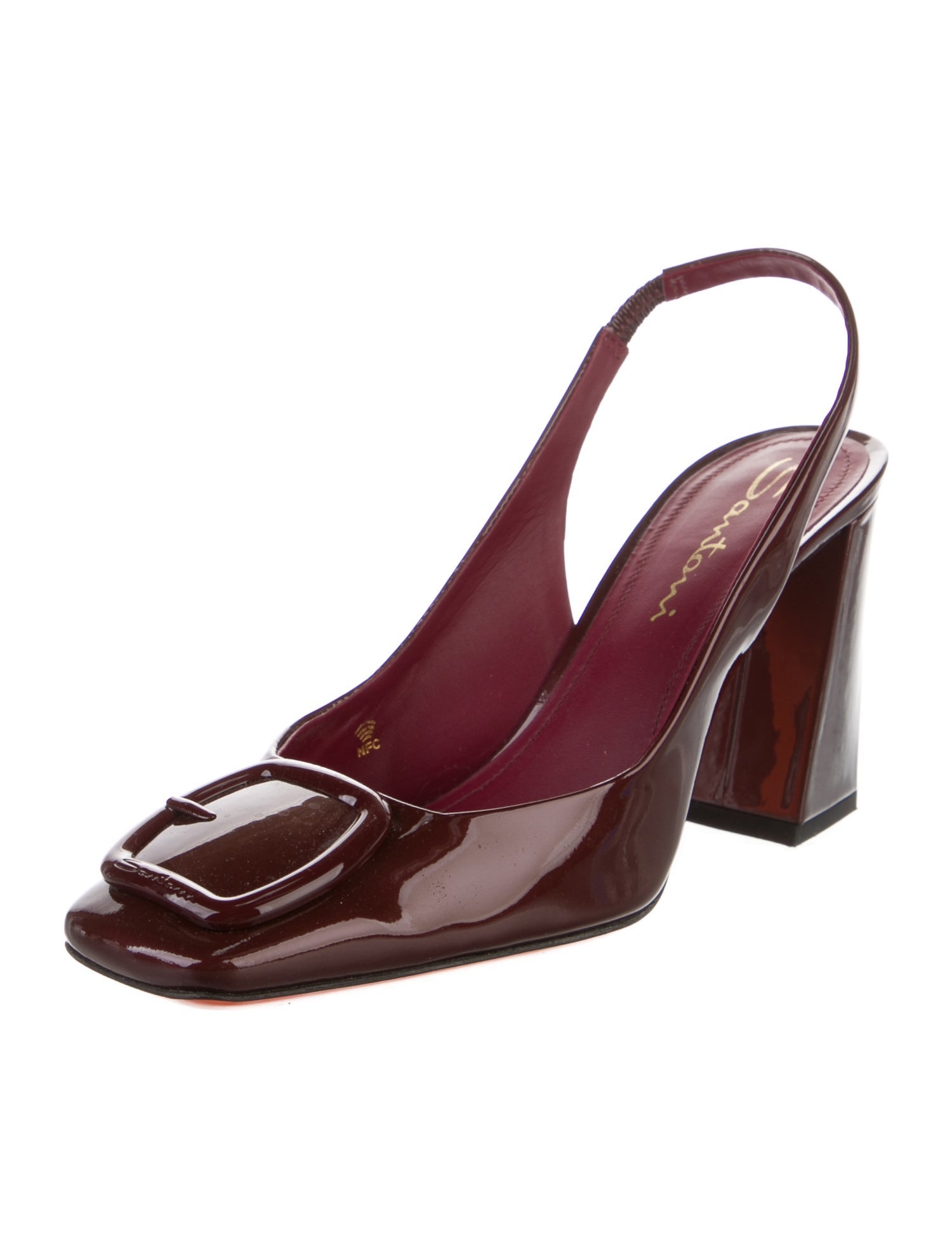 Santoni Patent Leather Slingback Pumps