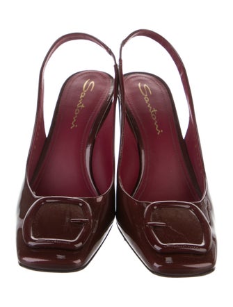 Santoni Patent Leather Slingback Pumps