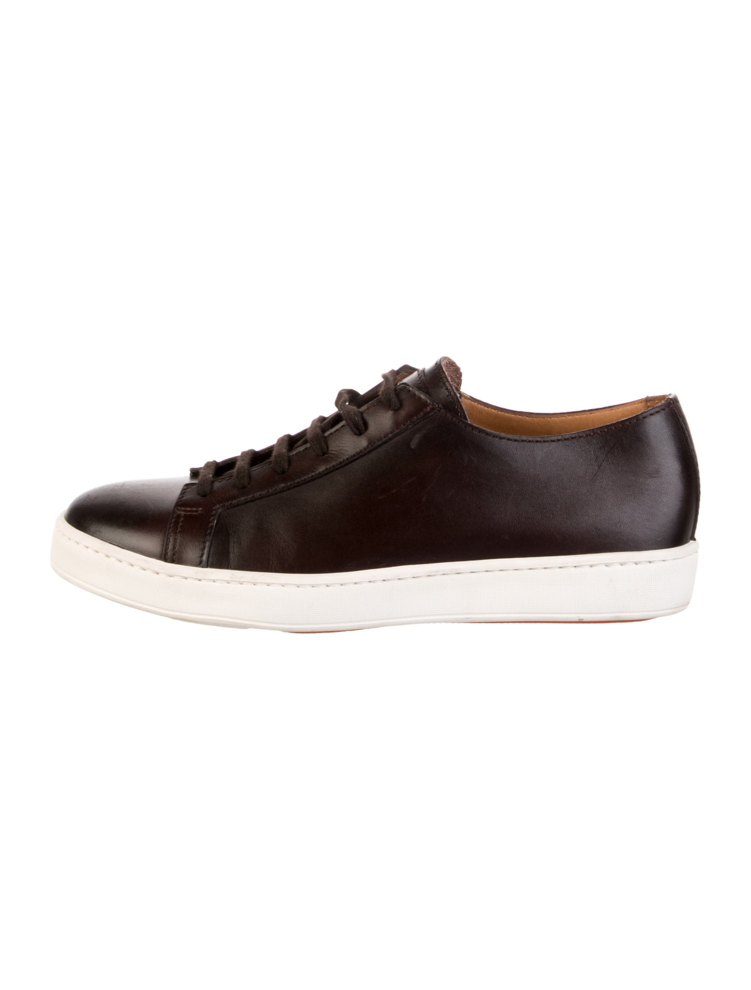 Santoni Leather Colorblock Pattern Sneakers