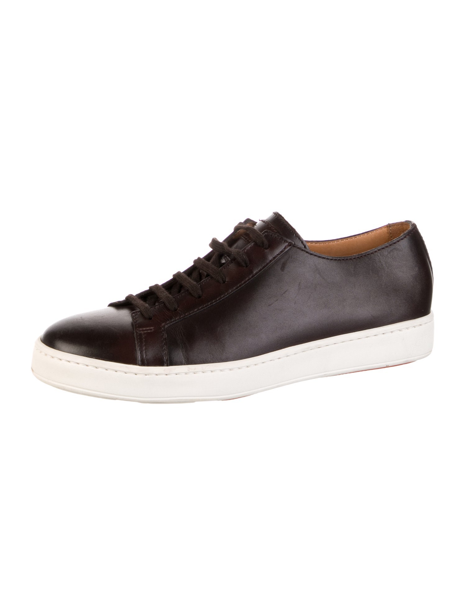 Santoni Leather Colorblock Pattern Sneakers