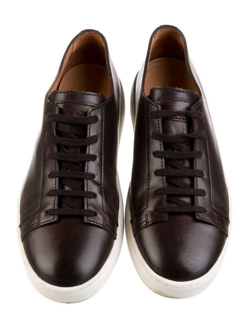 Santoni Leather Colorblock Pattern Sneakers