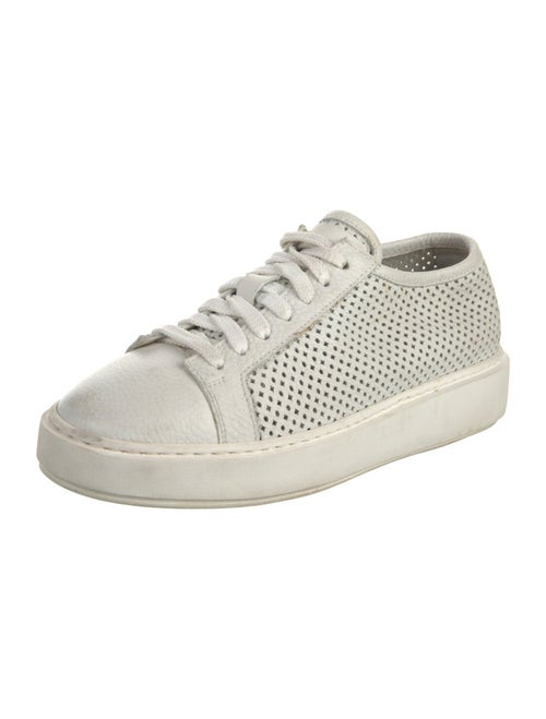 Santoni Leather Lasercut Accents Sneakers