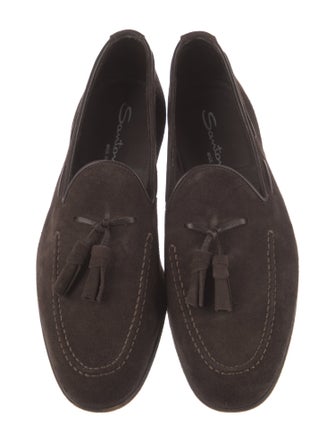 Santoni Suede Tassel Accents Loafers
