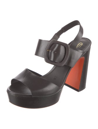 Santoni Leather Slingback Sandals