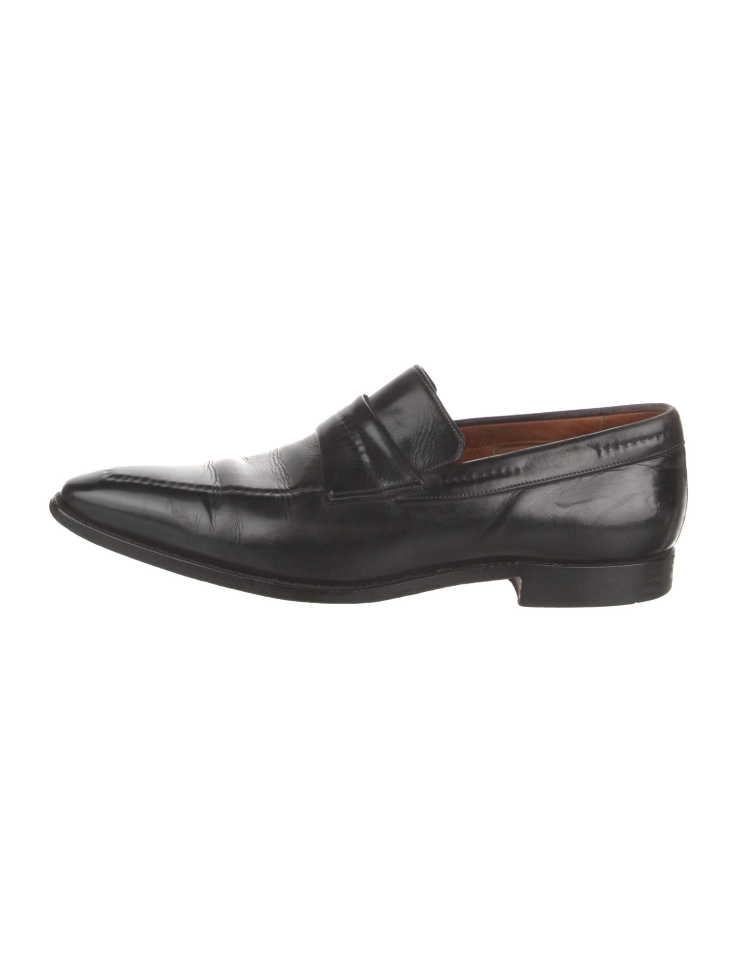 Santoni Leather Tassel Accents Dress Loafers