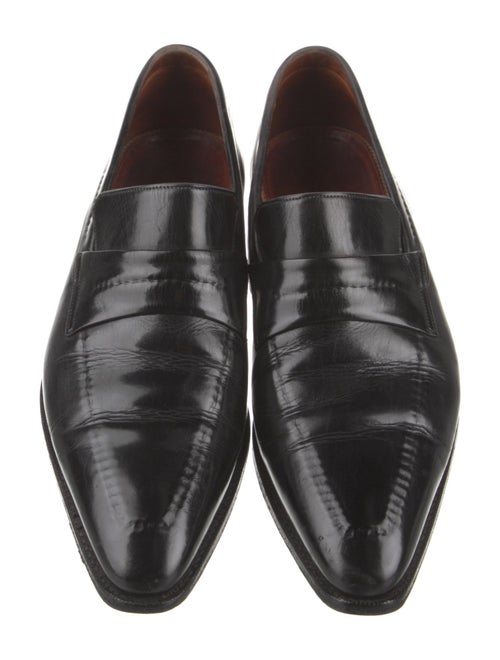 Santoni Leather Tassel Accents Dress Loafers