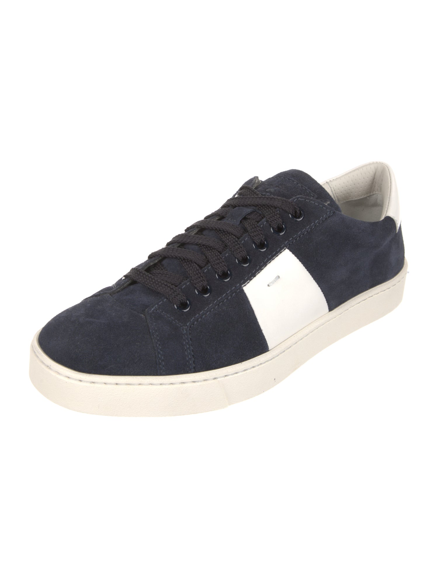 Santoni Suede Colorblock Pattern Sneakers