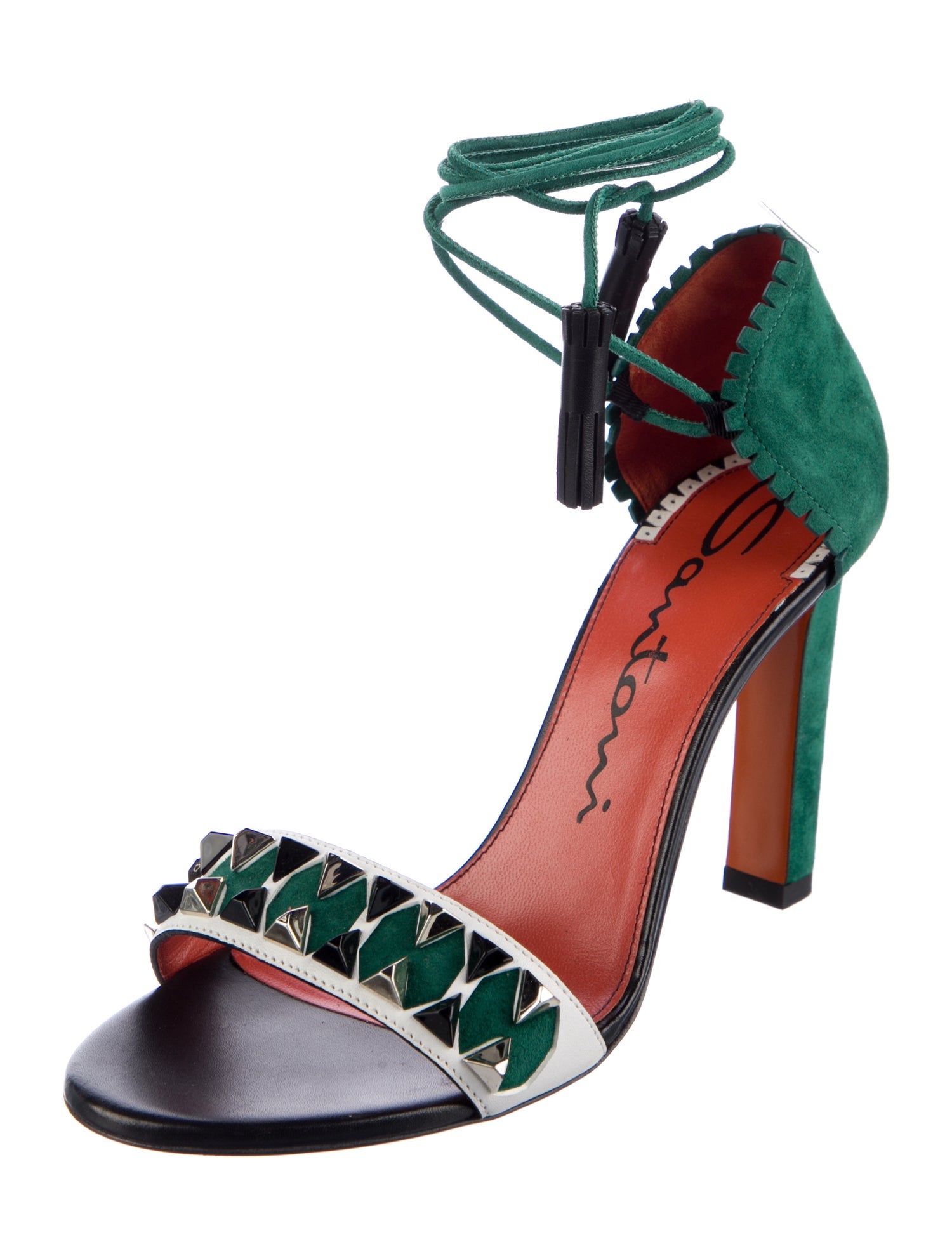 Santoni Suede Printed Sandals