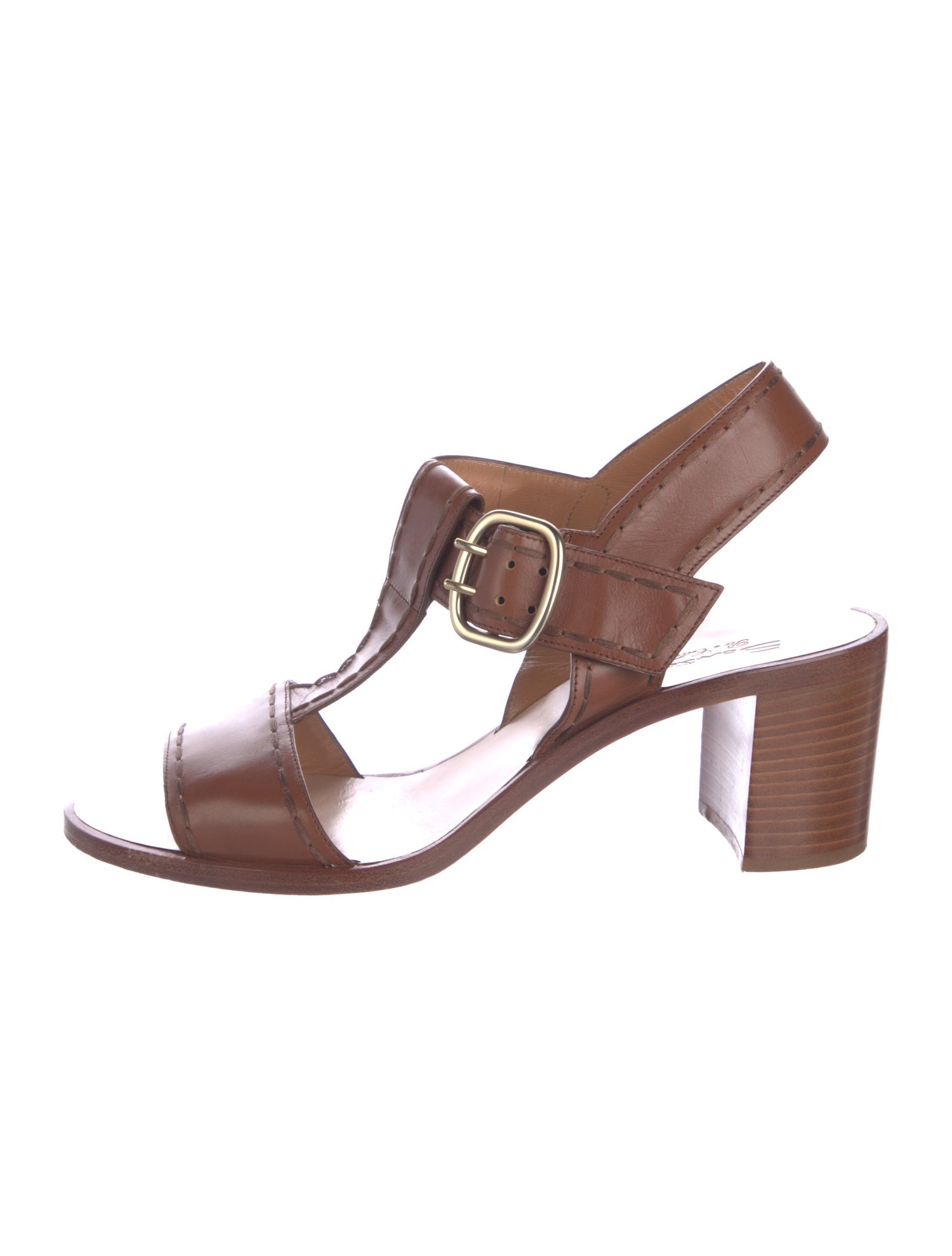 Santoni Leather T-Strap Sandals