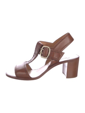 Santoni Leather T-Strap Sandals