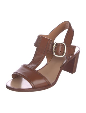 Santoni Leather T-Strap Sandals
