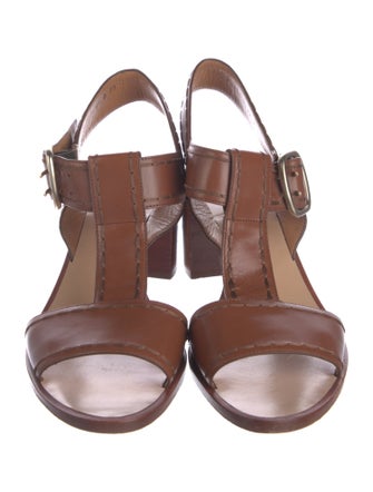 Santoni Leather T-Strap Sandals
