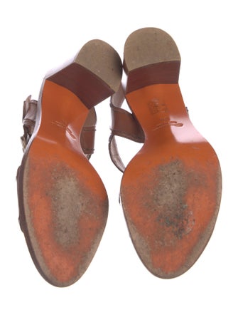 Santoni Leather T-Strap Sandals