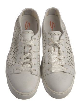 Santoni Leather Lasercut Accents Sneakers