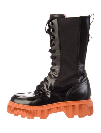 Santoni Leather Combat Boots