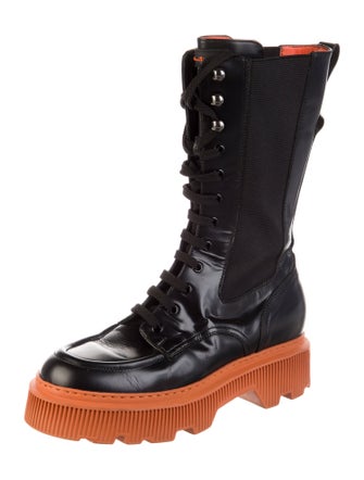 Santoni Leather Combat Boots