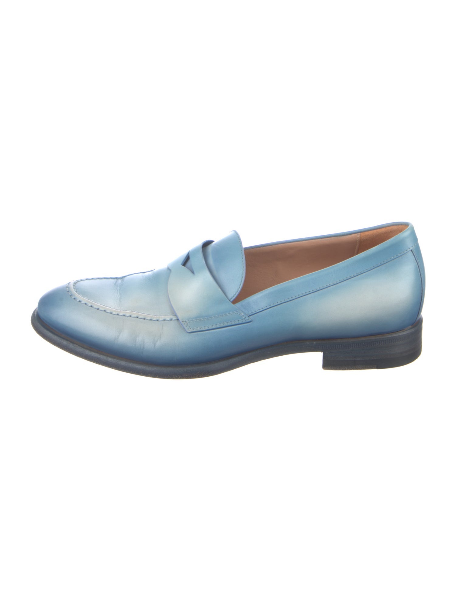 Santoni Leather Colorblock Pattern Loafers