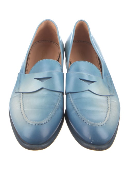 Santoni Leather Colorblock Pattern Loafers