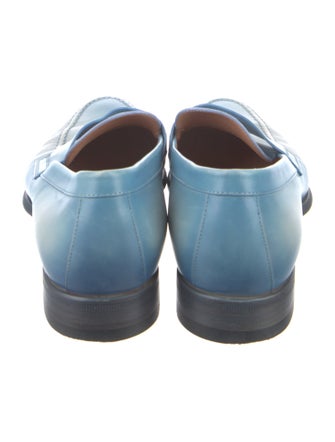 Santoni Leather Colorblock Pattern Loafers