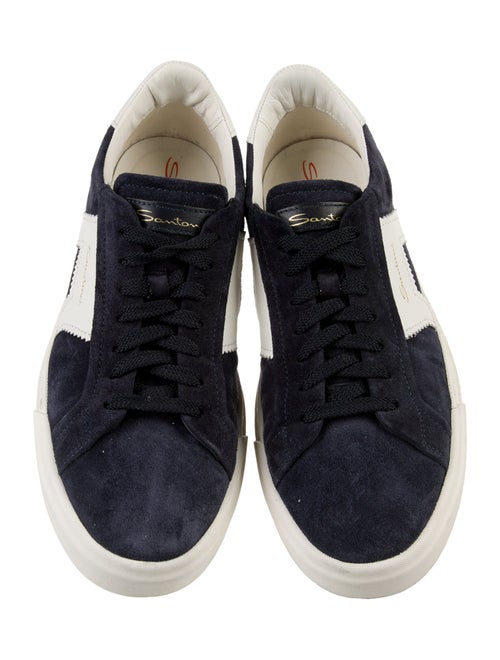 Santoni Suede Colorblock Pattern Sneakers