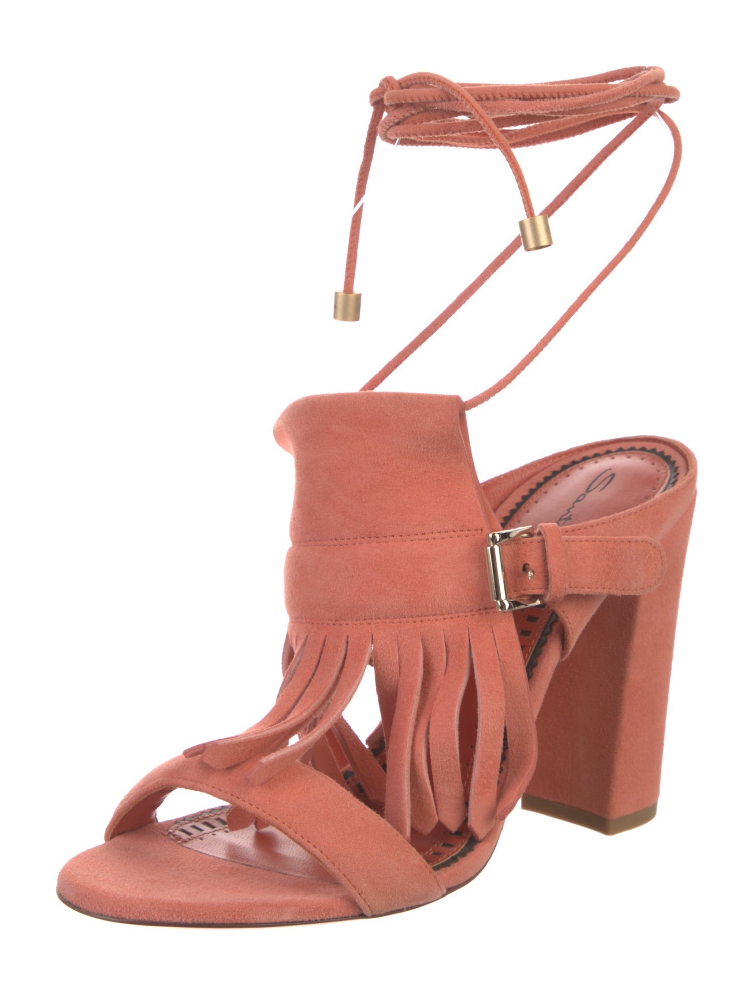 Santoni Suede Fringe Trim Accent Gladiator Sandals