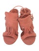 Santoni Suede Fringe Trim Accent Gladiator Sandals