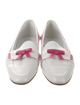 Santoni Leather Bow Accents Loafers