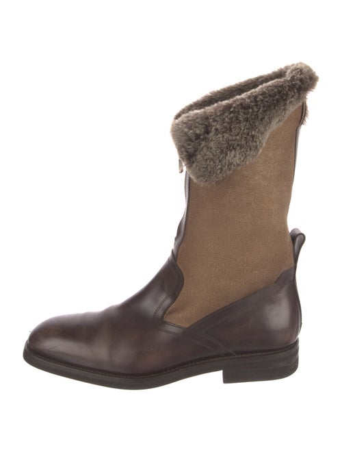 Santoni Leather Colorblock Pattern Boots