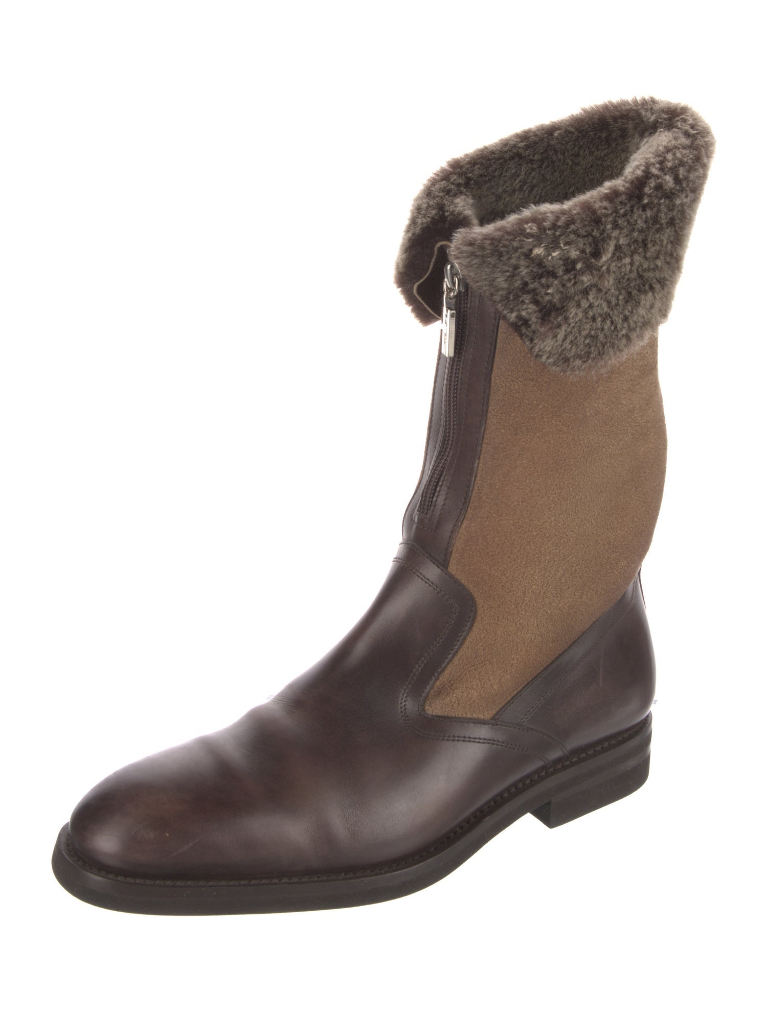 Santoni Leather Colorblock Pattern Boots