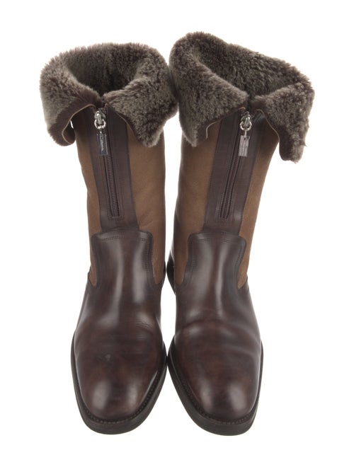 Santoni Leather Colorblock Pattern Boots