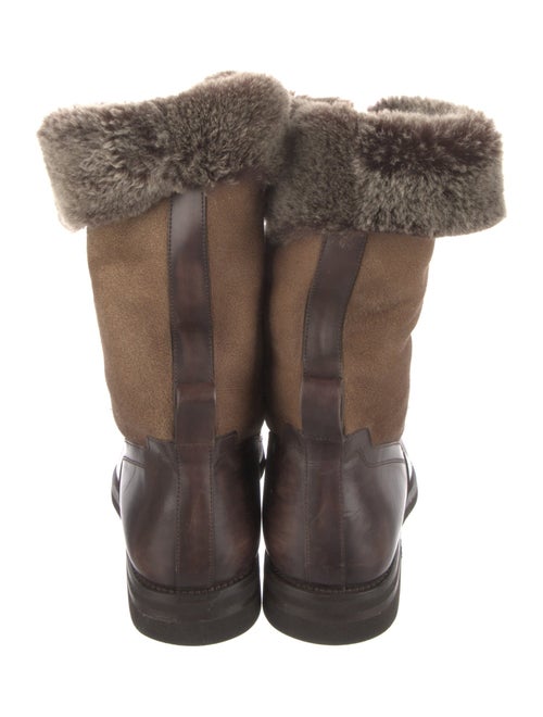 Santoni Leather Colorblock Pattern Boots