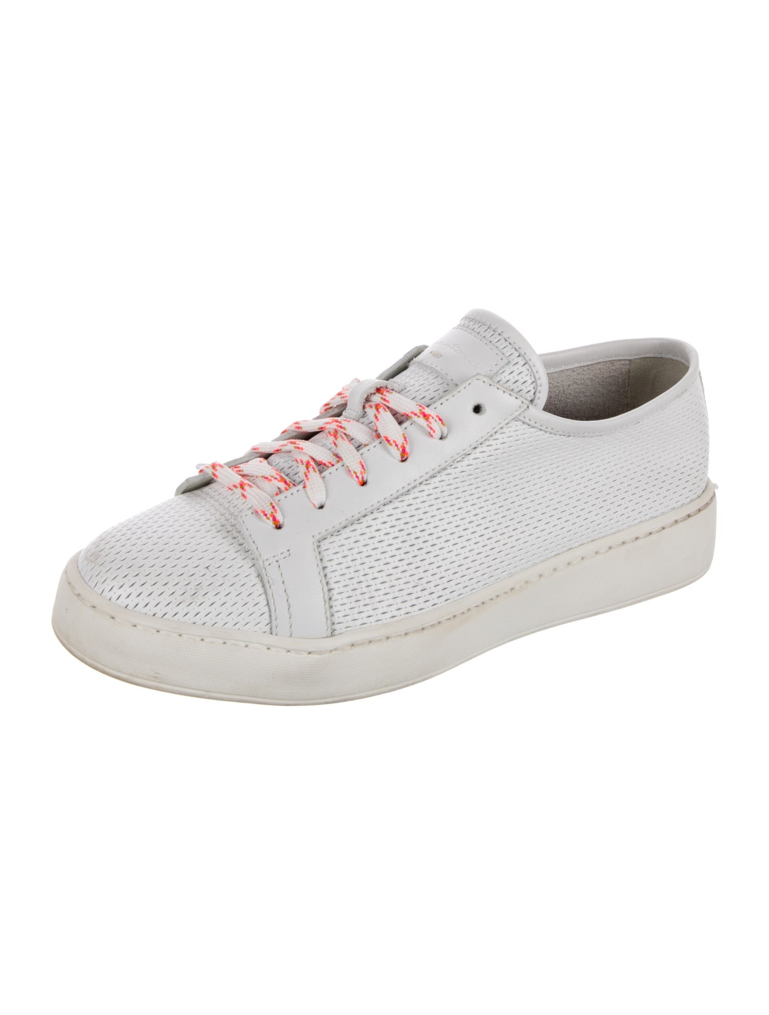 Santoni Leather Lasercut Accents Sneakers