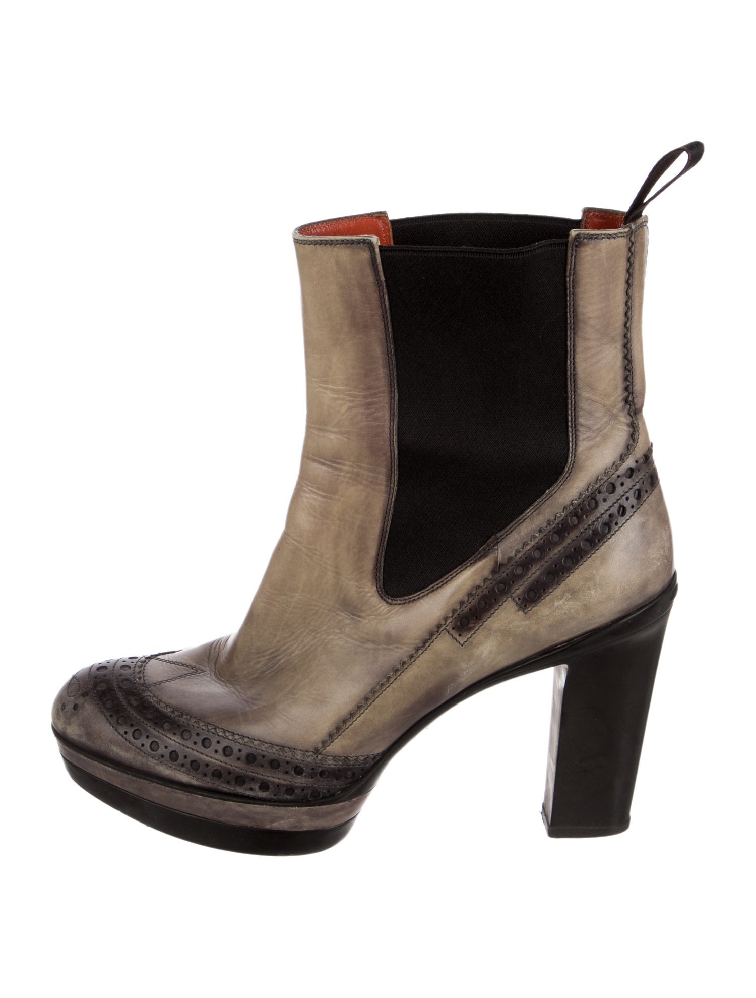 Santoni Leather Printed Chelsea Boots