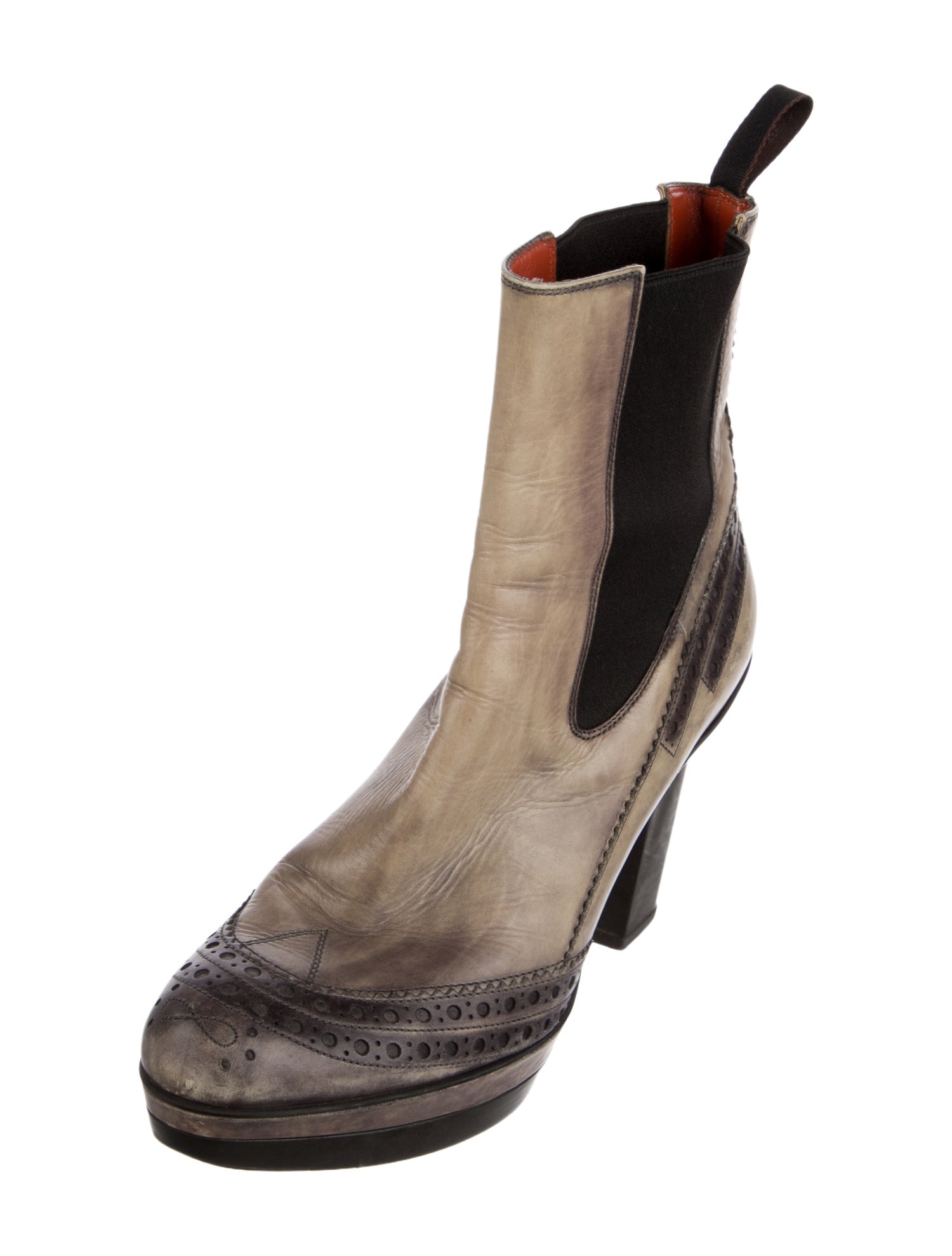 Santoni Leather Printed Chelsea Boots