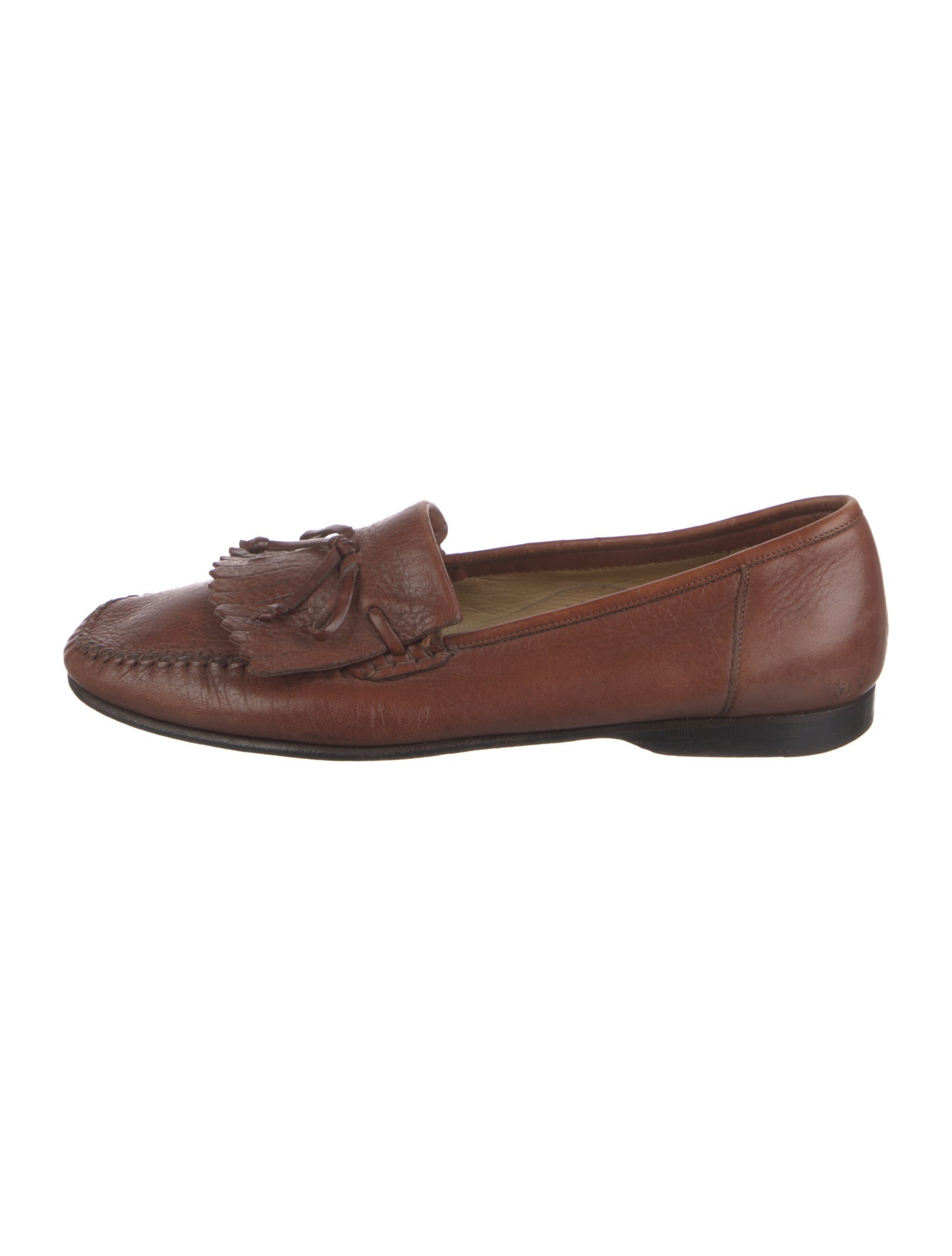 Santoni Leather Tassel Accents Dress Loafers