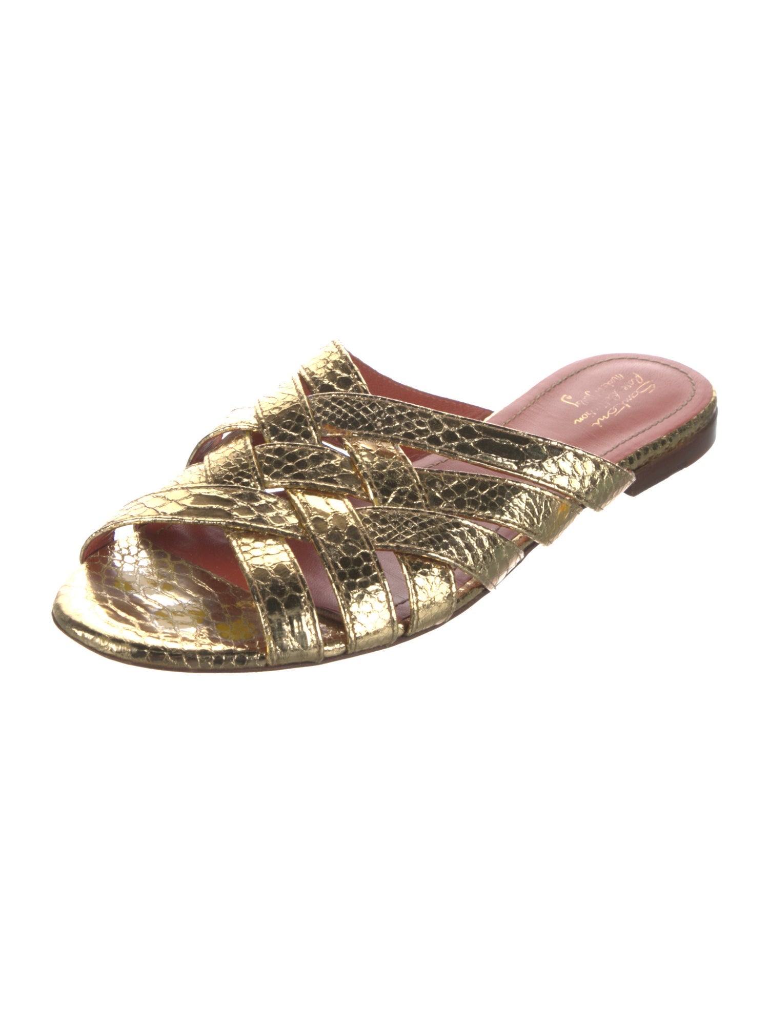 Santoni Snakeskin Animal Print Slides