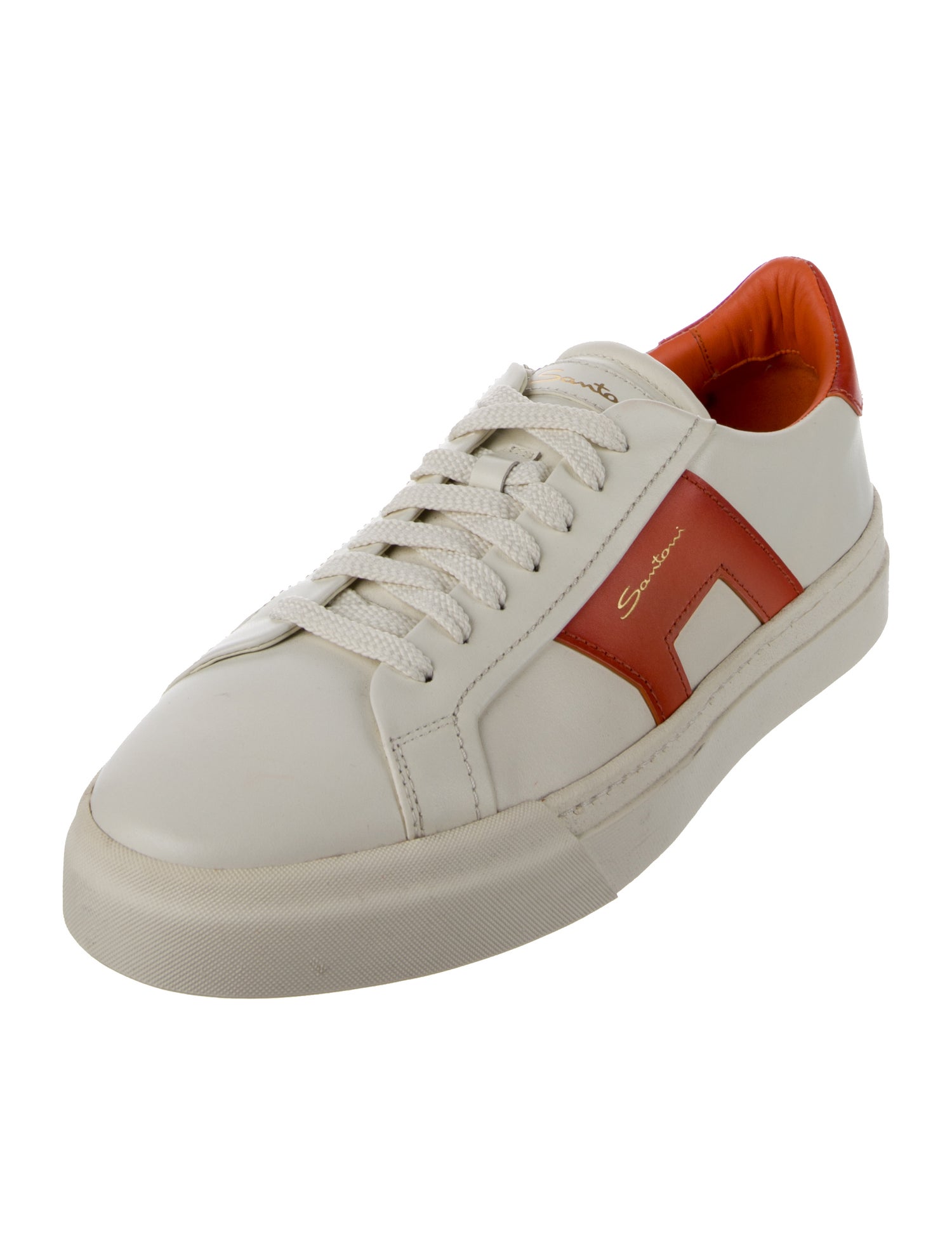 Santoni Leather Printed Sneakers