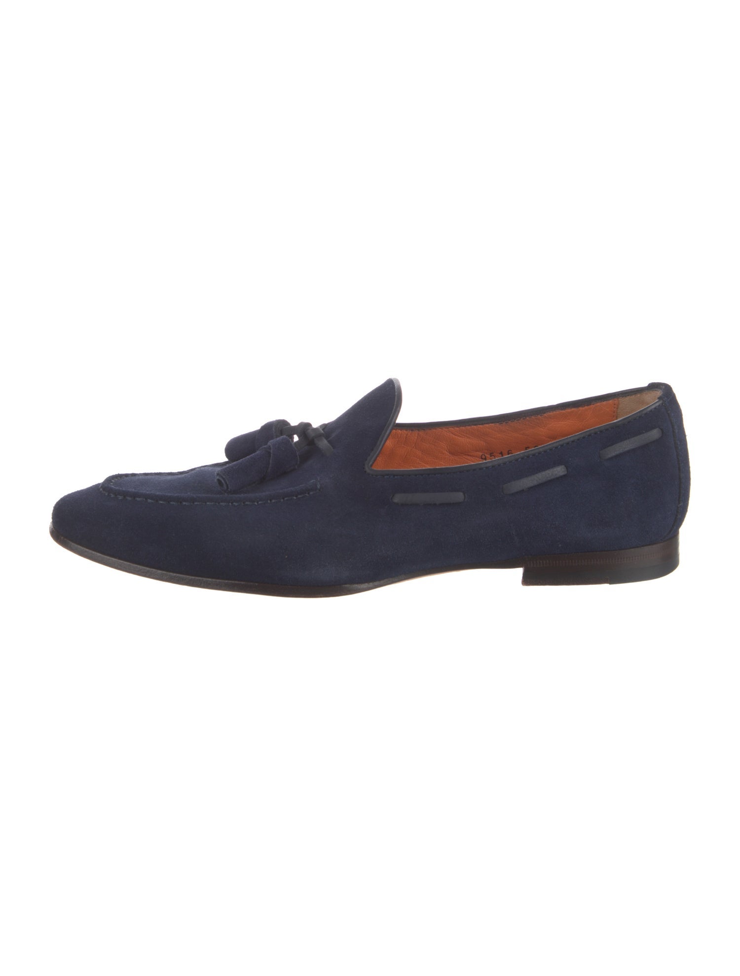 Santoni Suede Tassel Accents Loafers