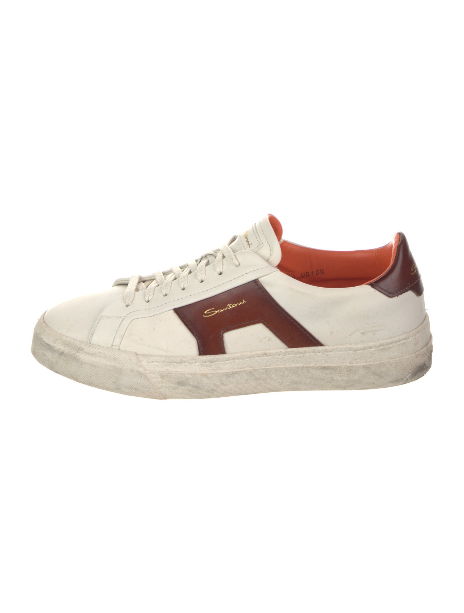Santoni Leather Printed Sneakers
