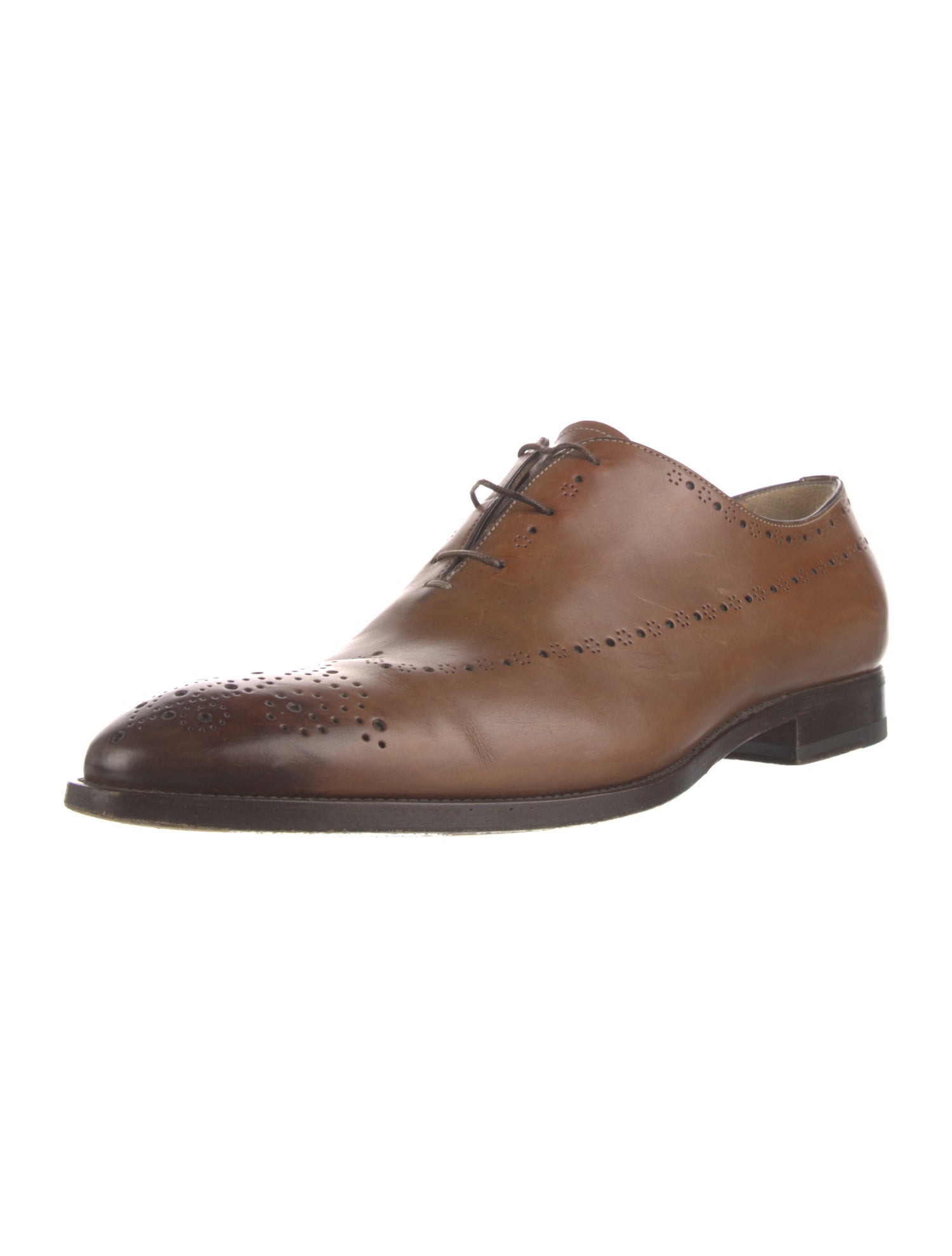 Santoni Leather Lasercut Accents Oxfords