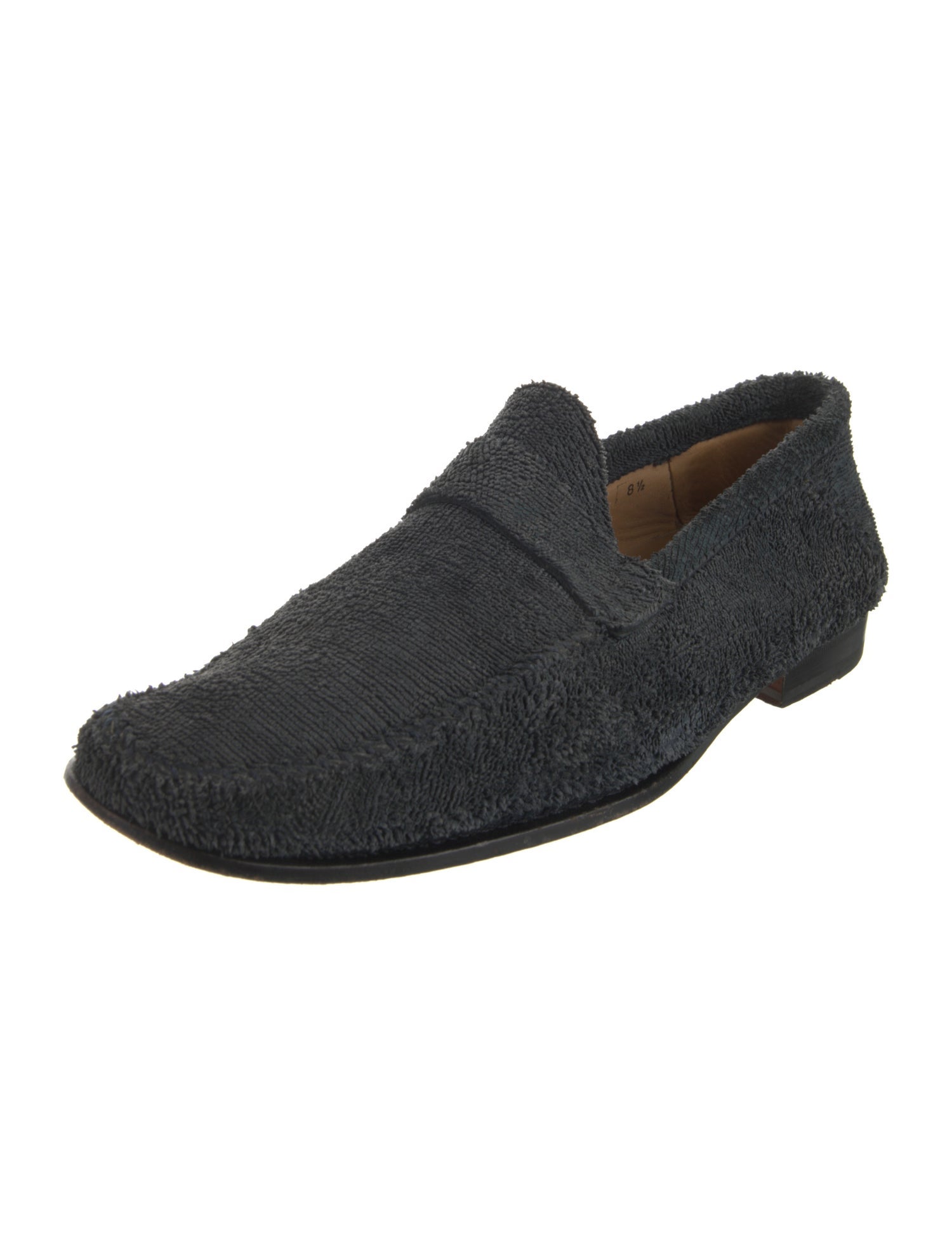 Santoni Leather Whipstitch Trim Dress Loafers