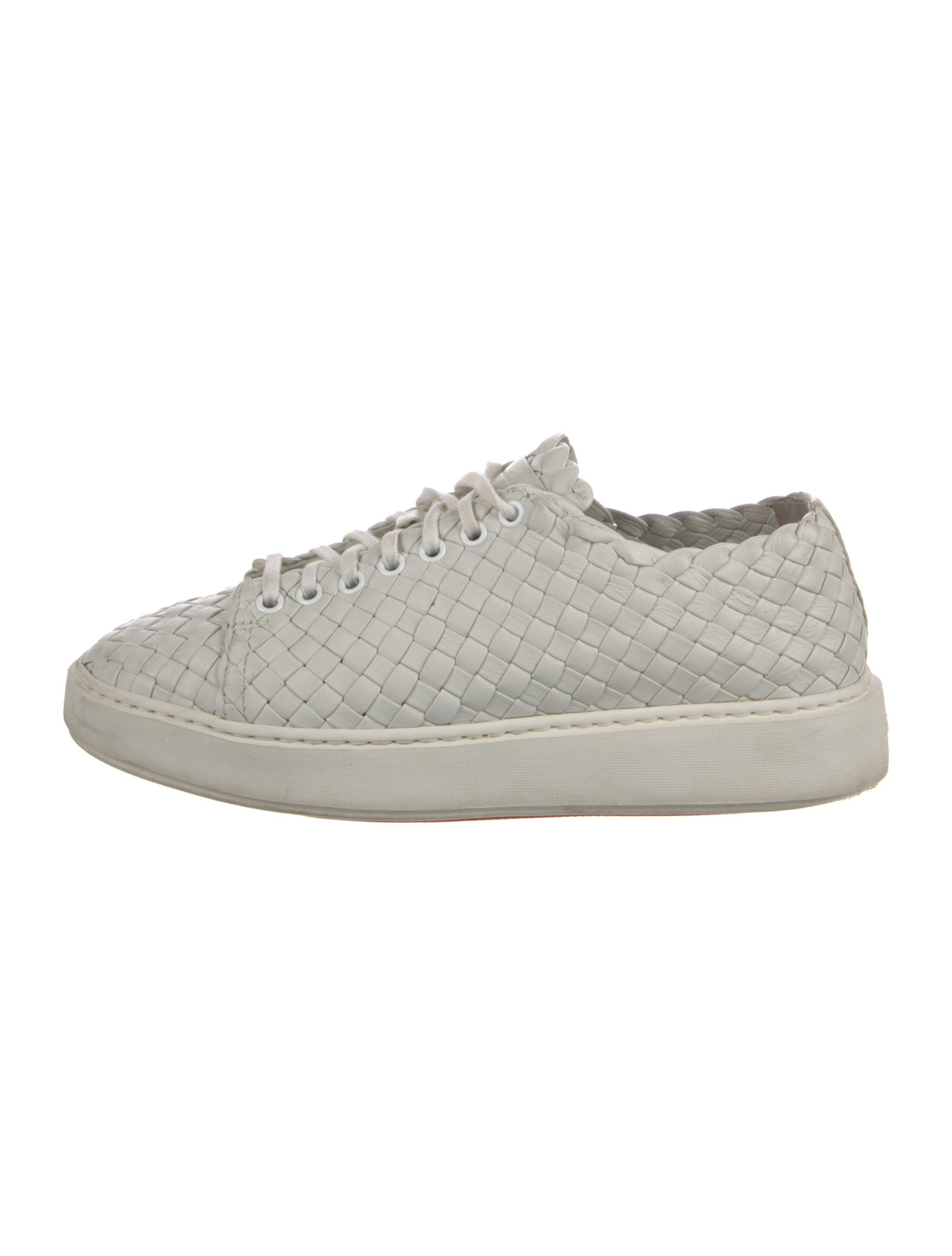 Santoni Leather Braided Accents Sneakers