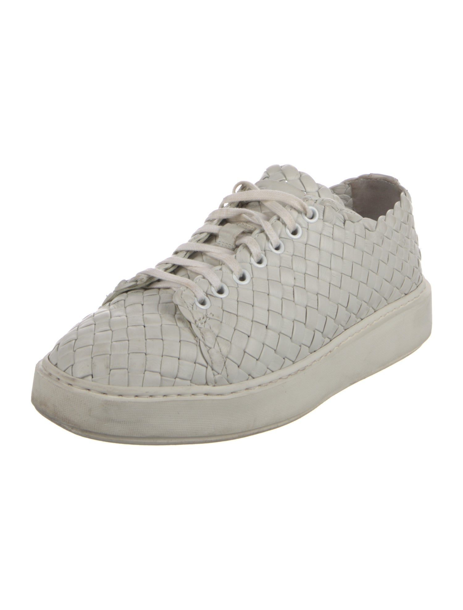 Santoni Leather Braided Accents Sneakers