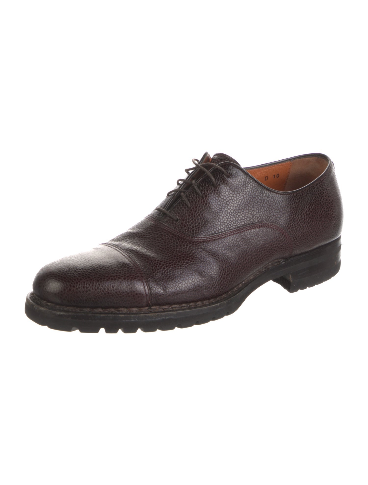 Santoni Leather Distressed Accents Oxfords