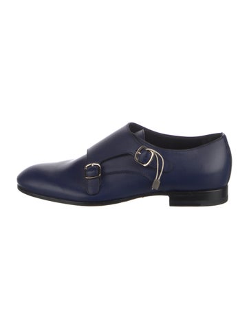 Pre-owned Santoni Leather Oxfords In Blue
